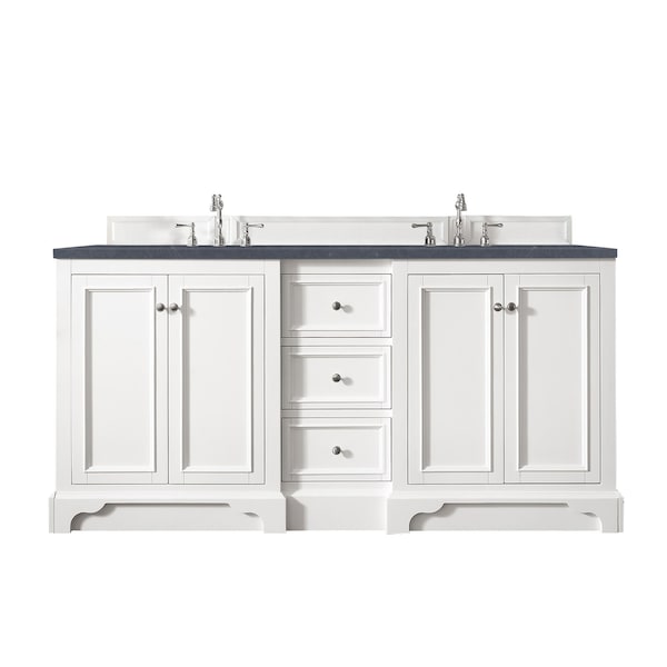 James Martin Vanities De Soto 72in Double Vanity, Bright White w/ 3 CM Charcoal Soapstone Quartz Top 825-V72-BW-3CSP - main